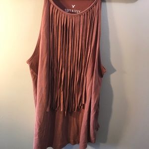 American Eagle Super Soft Fringe Style Tank - Clay Orange color